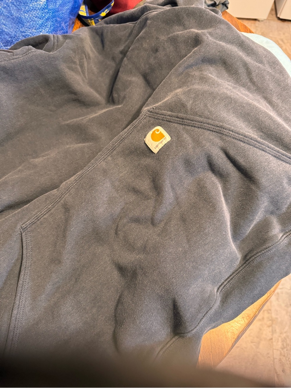 Carhartt Charcoal/Navy  Hoodie with Yellow Logo